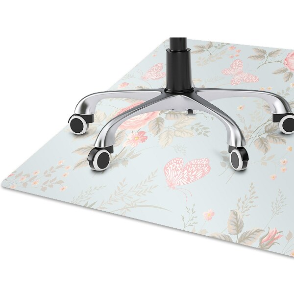 Tapis bureau Roses et papillons