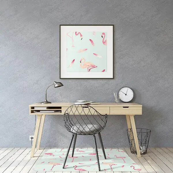 Tapis protège sol Flamants et plumes