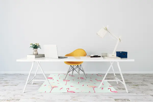 Tapis protège sol Flamants et plumes
