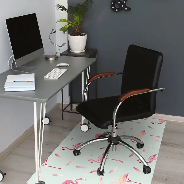 Tapis protège sol Flamants et plumes
