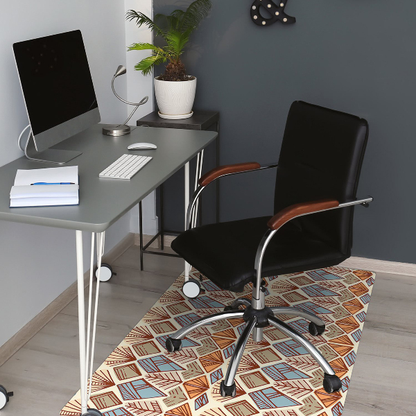 Tapis fauteuil bureau Motif brun ethnique