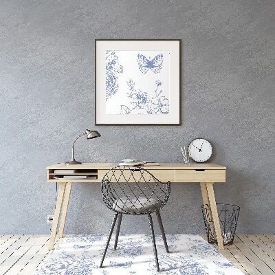 Tapis de chaise de bureau Papillons et fleurs