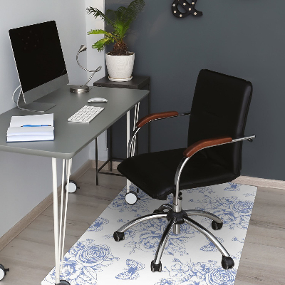 Tapis de chaise de bureau Papillons et fleurs