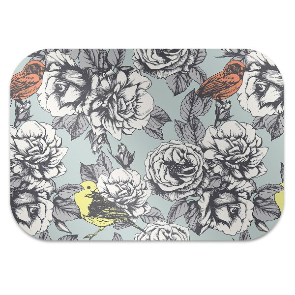 Tapis de chaise Roses et oiseaux
