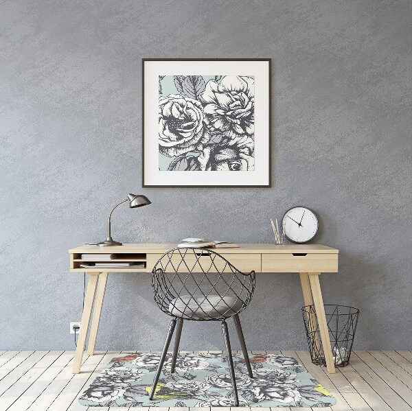 Tapis de chaise Roses et oiseaux