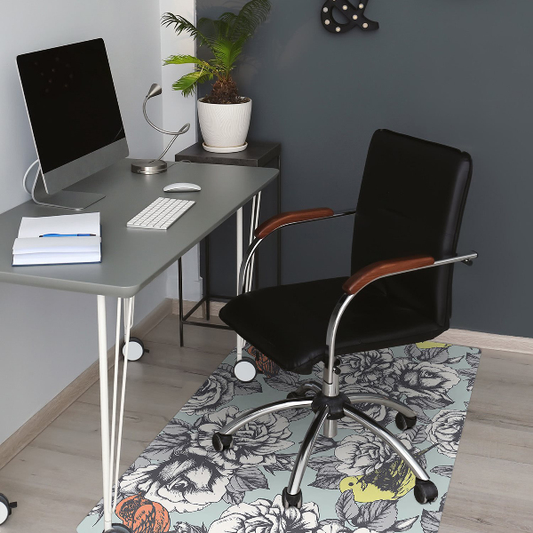 Tapis de chaise Roses et oiseaux