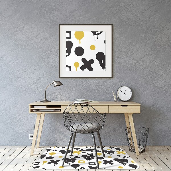 Tapis de protection de sol Graffiti noir et jaune