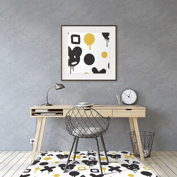 Tapis de protection de sol Graffiti noir et jaune
