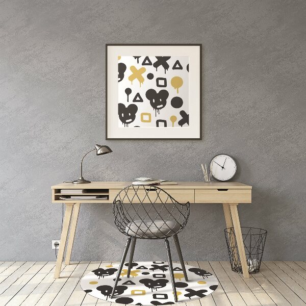 Tapis de protection de sol Graffiti noir et jaune