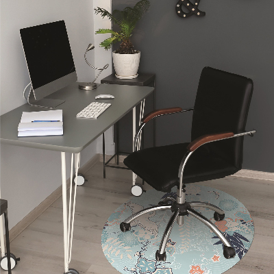 Tapis pour chaise de bureau Grue et fleurs