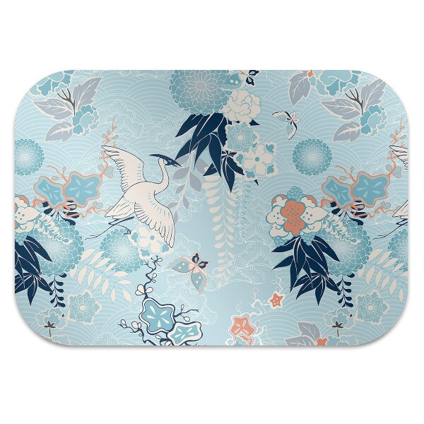 Tapis pour chaise de bureau Grue et fleurs