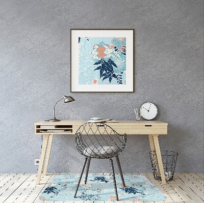 Tapis pour chaise de bureau Grue et fleurs