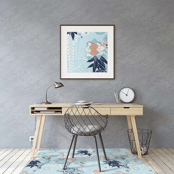 Tapis pour chaise de bureau Grue et fleurs