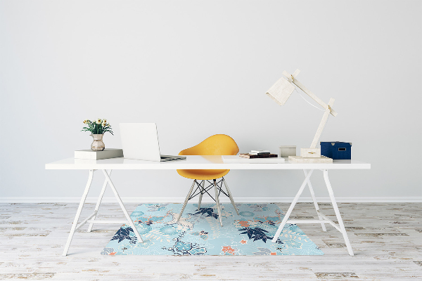 Tapis pour chaise de bureau Grue et fleurs