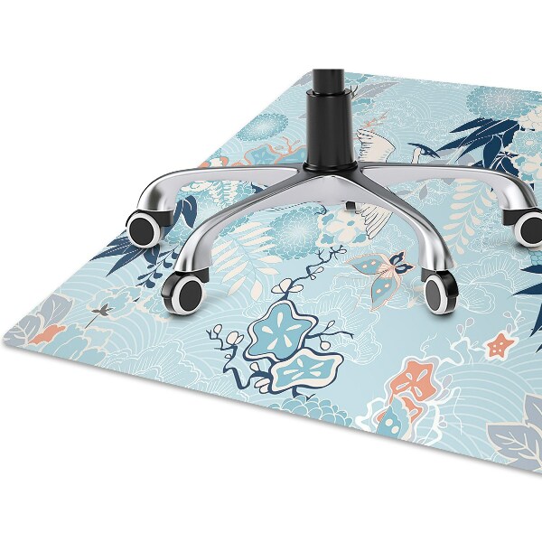 Tapis pour chaise de bureau Grue et fleurs
