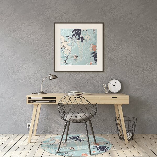 Tapis pour chaise de bureau Grue et fleurs