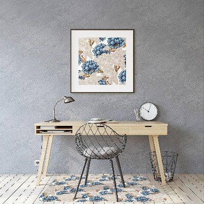 Tapis fauteuil bureau do biura Fleurs bleues