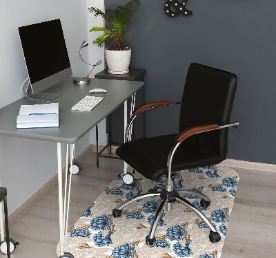 Tapis fauteuil bureau do biura Fleurs bleues