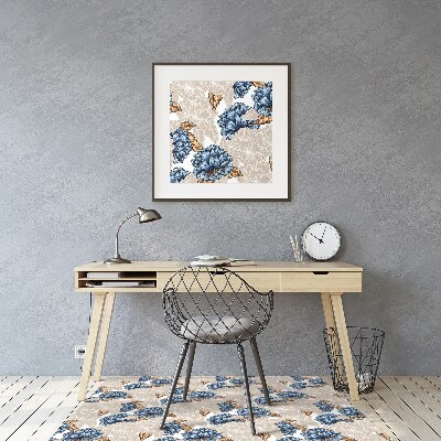 Tapis fauteuil bureau do biura Fleurs bleues