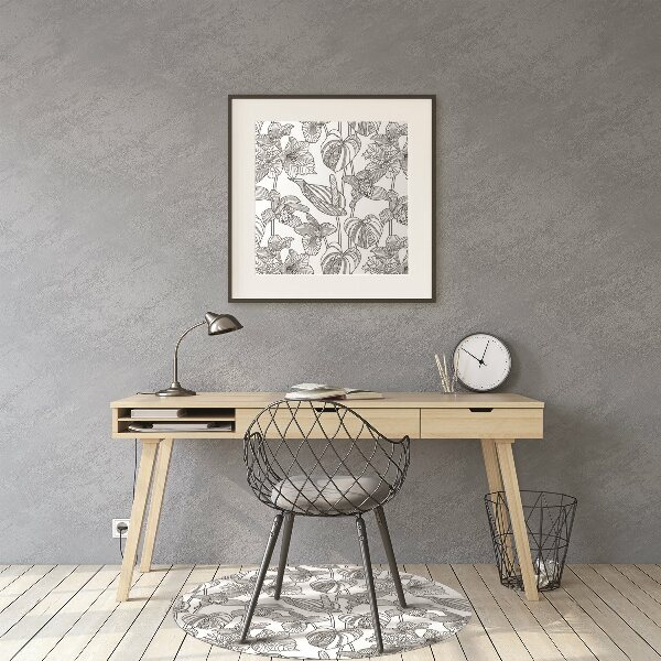 Tapis pour chaise de bureau Contours de fleurs