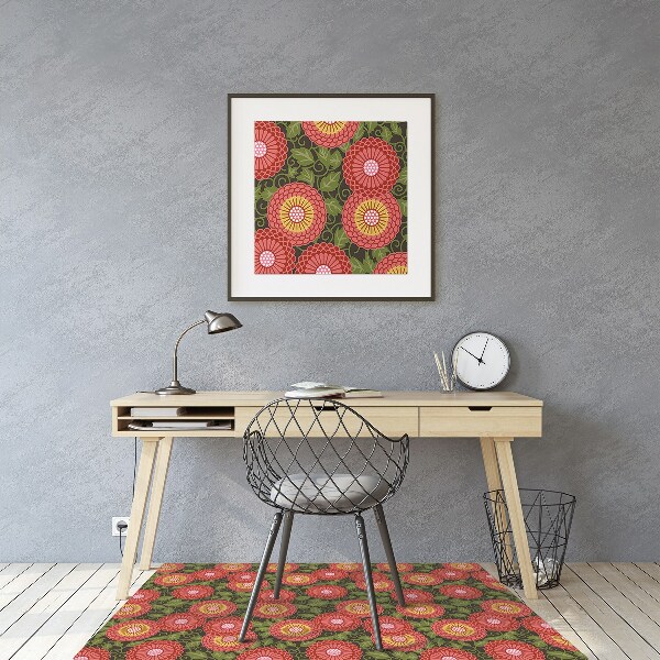 Tapis protection sol Fleurs géométriques