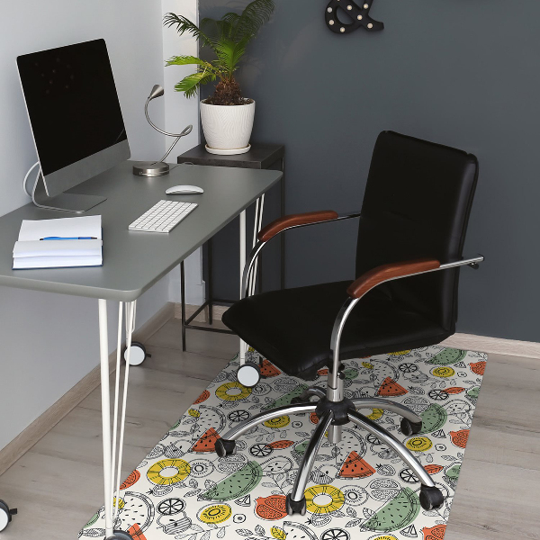 Tapis pour chaise de bureau Contours de fruits