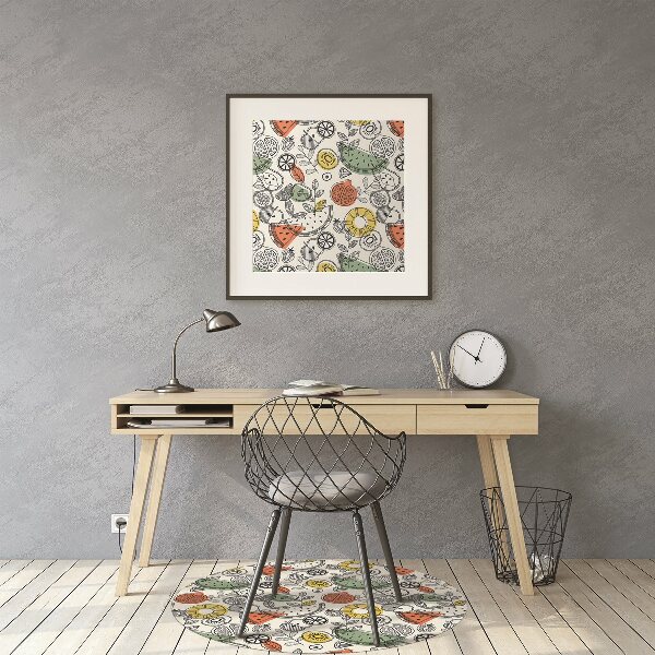 Tapis pour chaise de bureau Contours de fruits