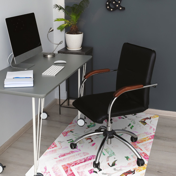 Tapis protège sol Chevron floral