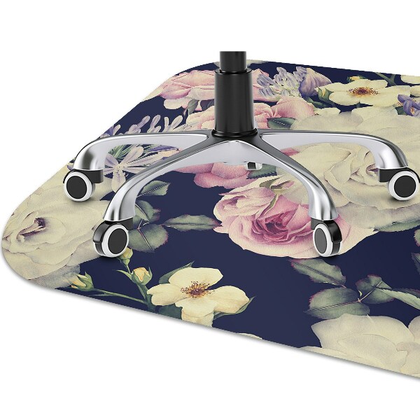 Tapis pour chaise de bureau Roses blanches Vintage