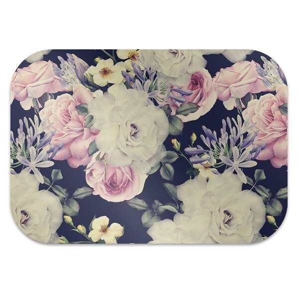 Tapis pour chaise de bureau Roses blanches Vintage