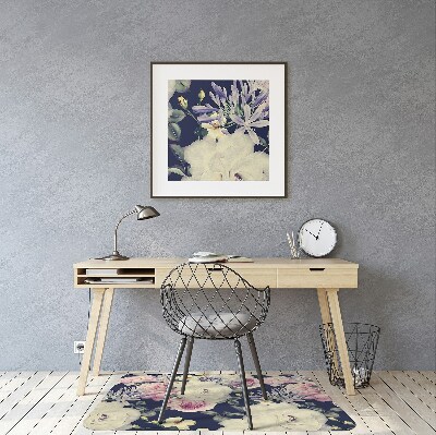 Tapis pour chaise de bureau Roses blanches Vintage