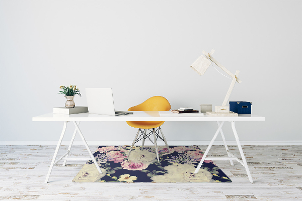 Tapis pour chaise de bureau Roses blanches Vintage