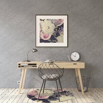 Tapis pour chaise de bureau Roses blanches Vintage