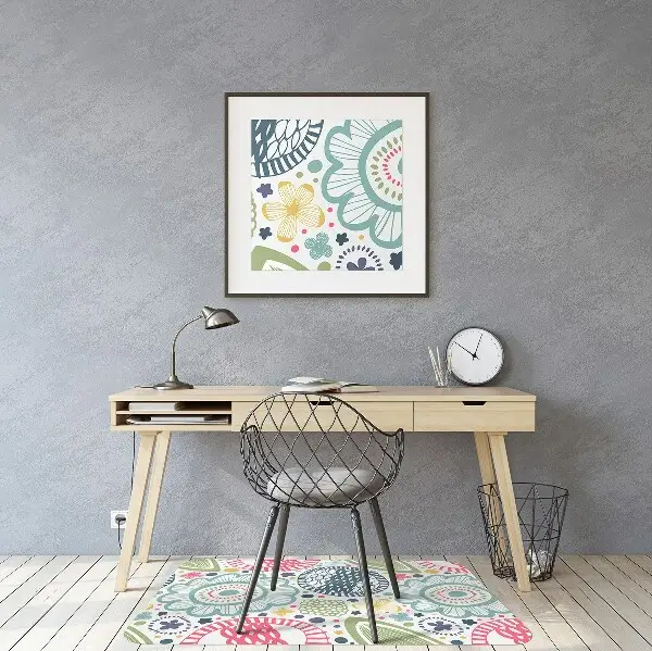Tapis de chaise de bureau Fleurs colorées