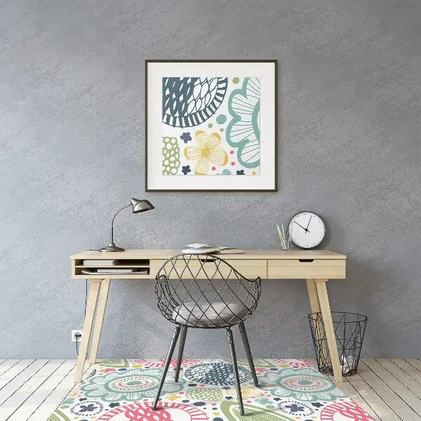 Tapis de chaise de bureau Fleurs colorées
