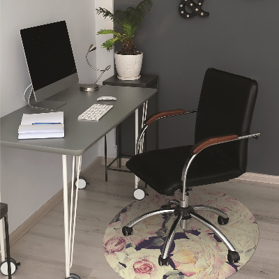 Tapis pour chaise de bureau roses blanches