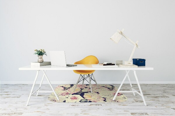 Tapis pour chaise de bureau roses blanches