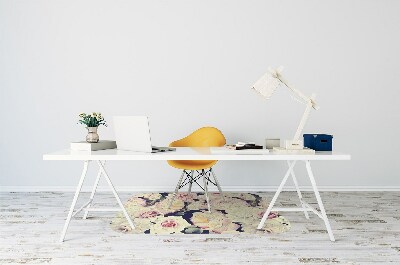 Tapis pour chaise de bureau roses blanches