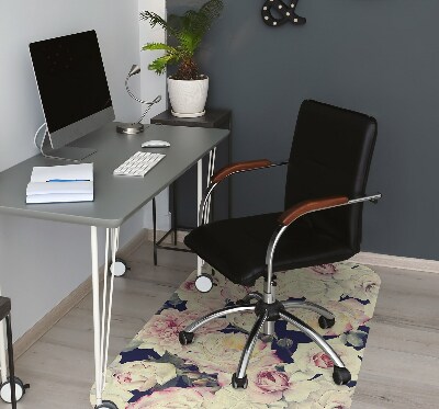 Tapis pour chaise de bureau roses blanches