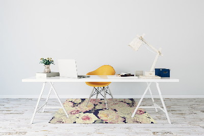 Tapis pour chaise de bureau roses blanches