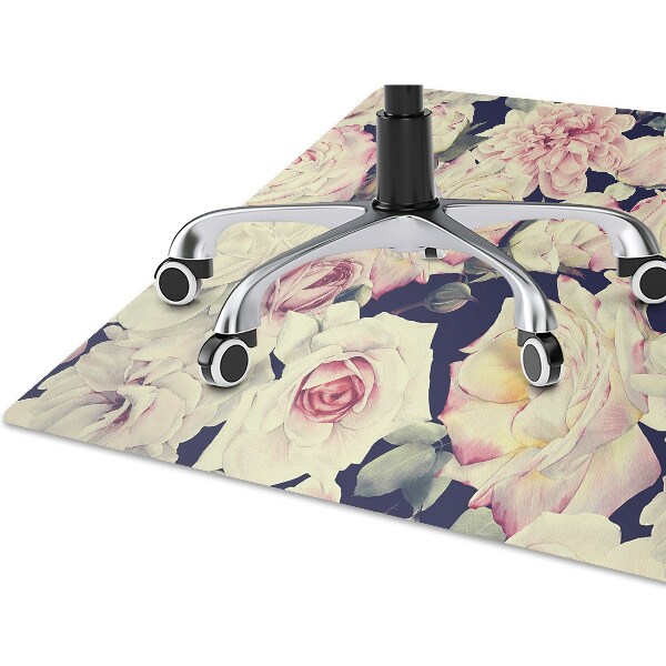 Tapis pour chaise de bureau roses blanches