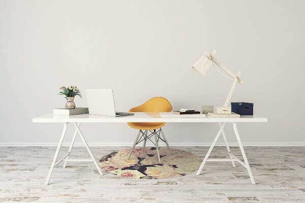 Tapis pour chaise de bureau roses blanches