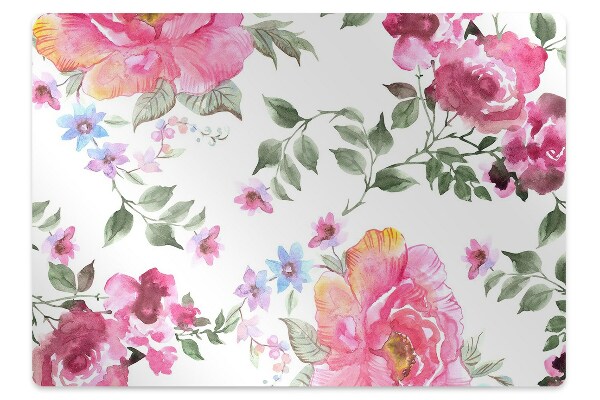 Tapis bureau Roses aquarelles