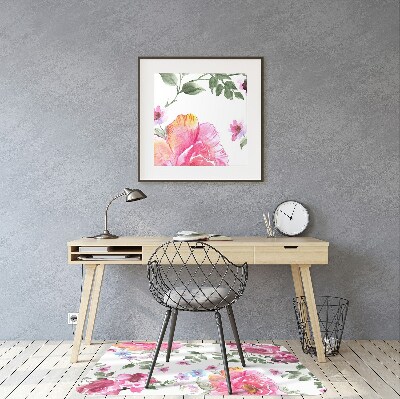 Tapis bureau Roses aquarelles