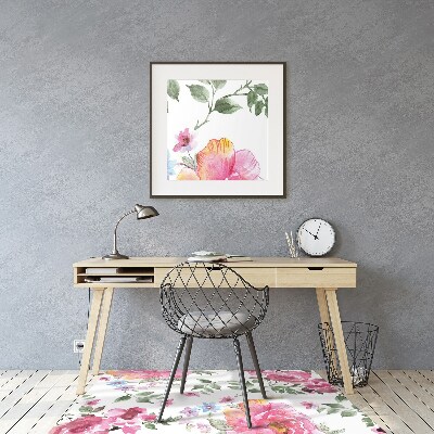 Tapis bureau Roses aquarelles