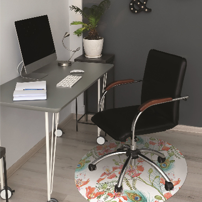 Tapis bureau des plumes de paon