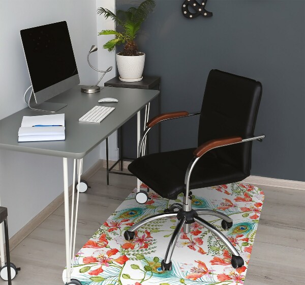 Tapis bureau des plumes de paon