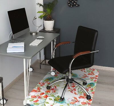 Tapis bureau des plumes de paon