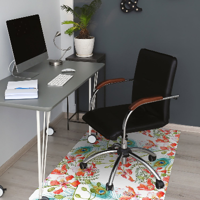 Tapis bureau des plumes de paon