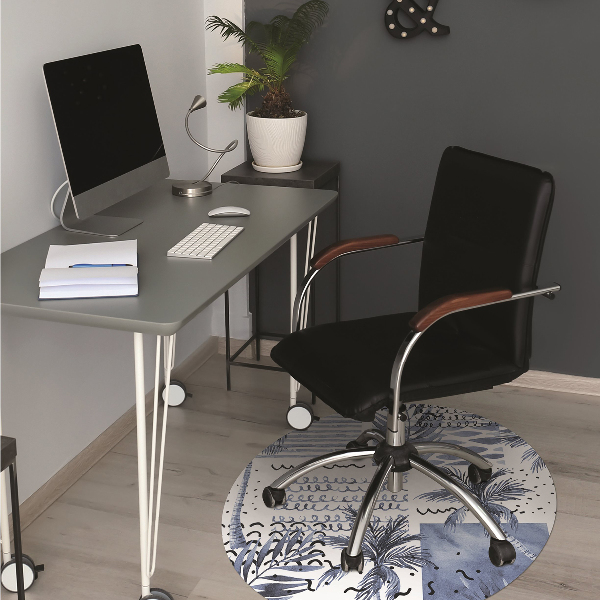 Tapis de chaise de bureau Paume bleue